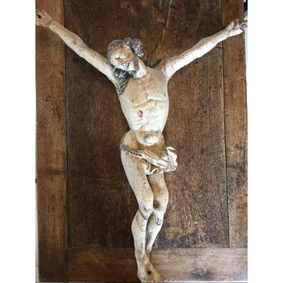 Large Christ In Carved And Painted Wood, XVIIth Century, Southern Germany Or Austria